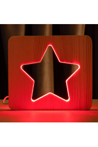 Светильник ночник ArtEco Light из дерева LED "Звезда" с пультом и регулировкой цвета, RGB
