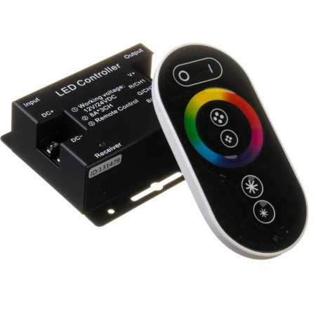 Контроллер для светодиодной ленты RGB 24А 12Вт (RR 6 кнопок) черный