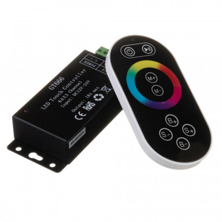 Контроллер черный для светодиодной ленты RGB 18А 216Вт, (8 кнопок)