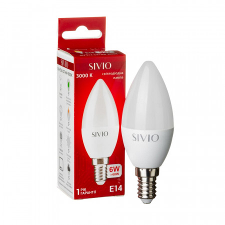 LED лампа 6Вт Sivio теплая белая E14 C37 3000K