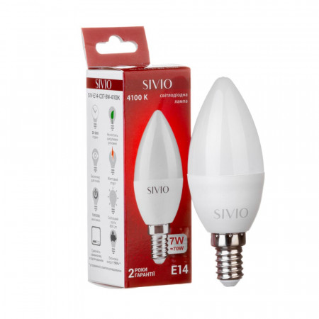 LED лампа 7Вт Sivio нейтральная белая E14 C37 4100K