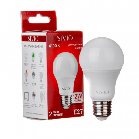 LED лампа 12Вт Sivio нейтральная белая E27 A60 4100K