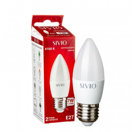 LED лампа 7Вт Sivio нейтральная белая E27 C37 4100K