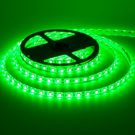 LED лента 12В зеленая smd 5050 60led/м IP20, 1м