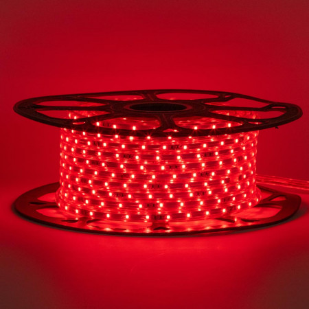 LED лента 220В красный smd 2835 48led/м 6Вт/м IP65, 1м