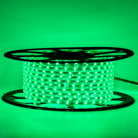 Мигающая LED лента 220В зеленый smd 2835 48led/м 6Вт/м IP65, 1м