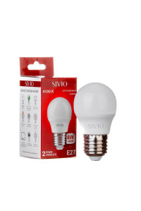 LED лампа 8Вт Sivio нейтральная белая E27 G45 4100K