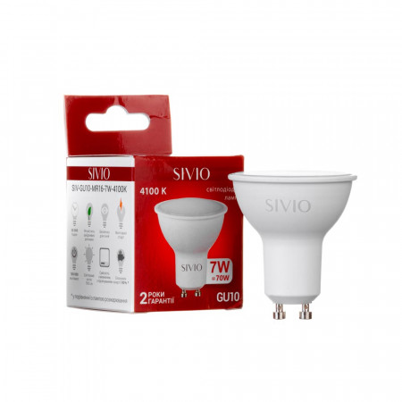 LED лампа 7Вт Sivio нейтральная белая GU10 MR16 4100K