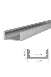LED профиль ПФ-18 анодированный накладной с рассеивателем (комплект) 2м