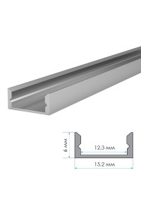 LED профиль ПФ-18/2 анодированный накладной матовый с рассеивателем (комплект) 2м