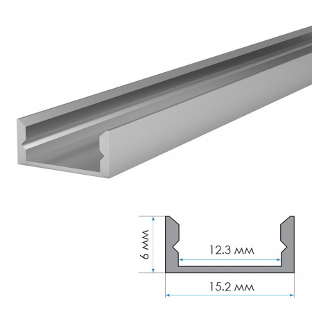 LED профиль ПФ-18/2 анодированный накладной матовый с рассеивателем (комплект) 2м