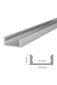 LED профиль ПФ-18/3 не анодированный накладной с  рассеивателем (комплект) 2м